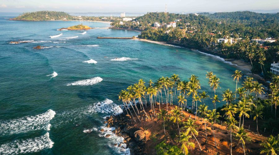 Tropical beach in the town of Mirissa. Sri Lanka.