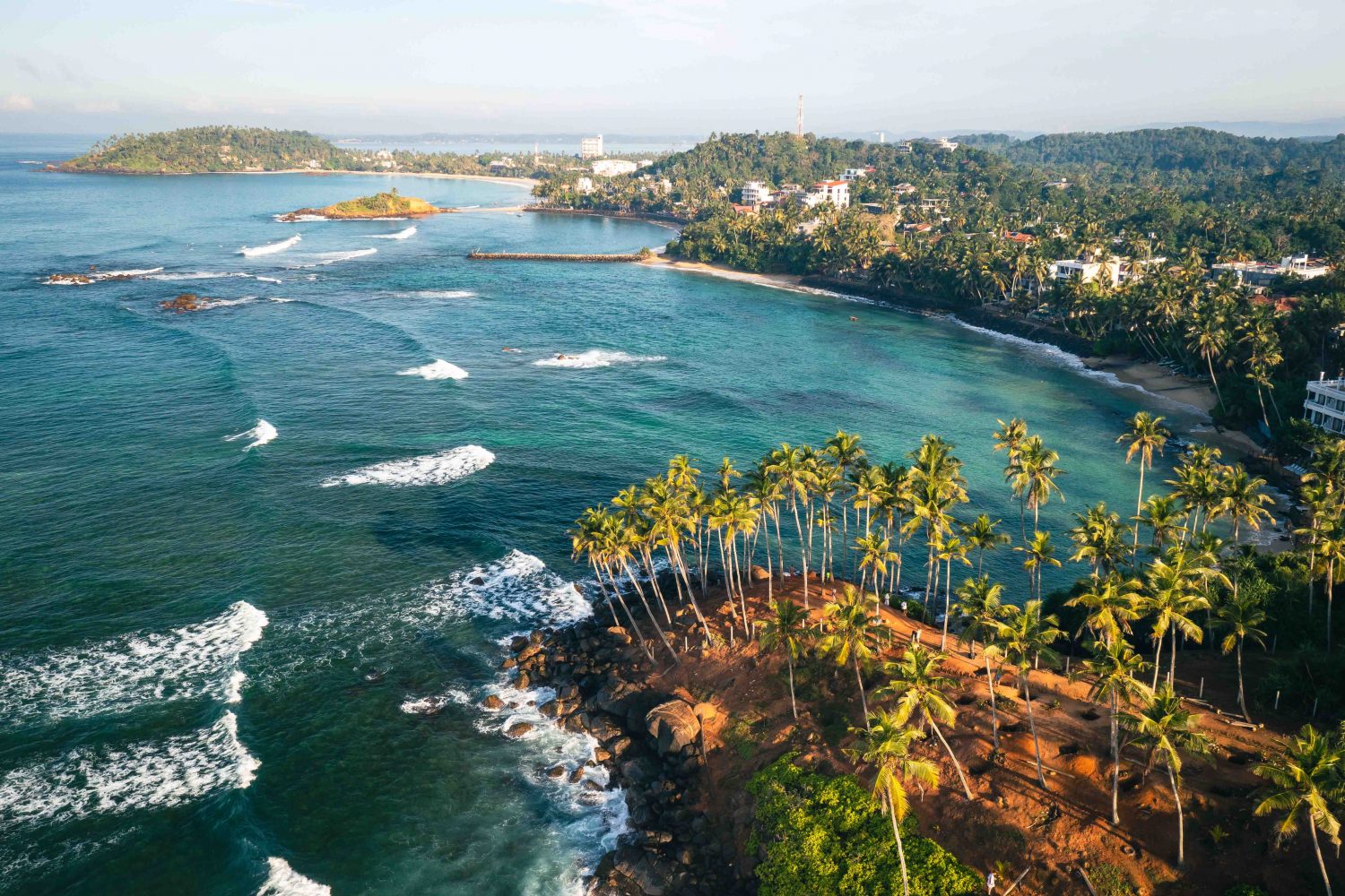 Tropical beach in the town of Mirissa. Sri Lanka.